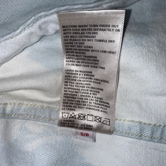 New L'AGENCE Janelle denim jacket in Light Blue acid wash Size Petite Small - Picture 6 of 10